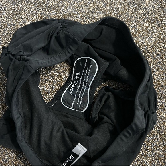 NWT Adore Me 2X black high waisted ruched bathing suit bikini bottoms swim - Picture 4 of 4